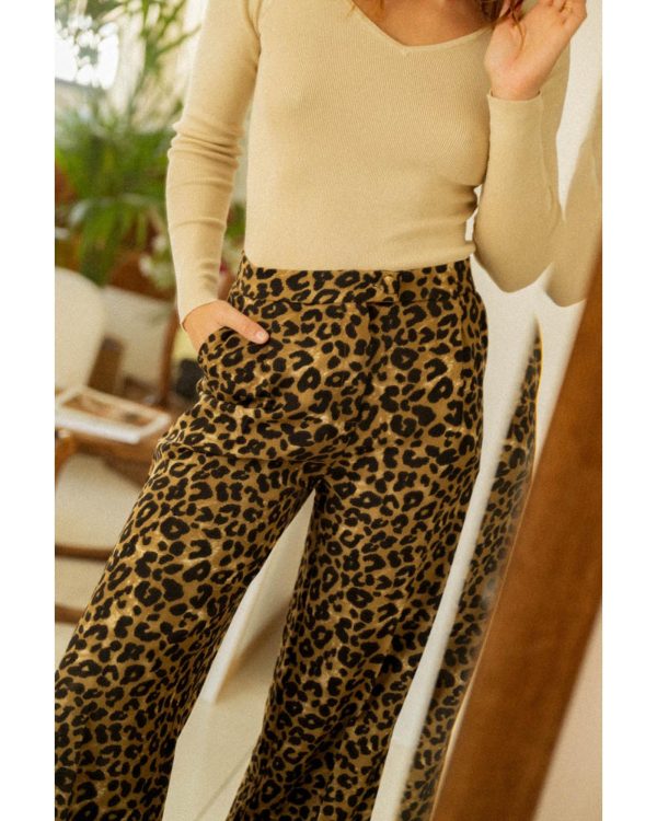 Azura Exchange Leopard Print Wide Leg Pants – L