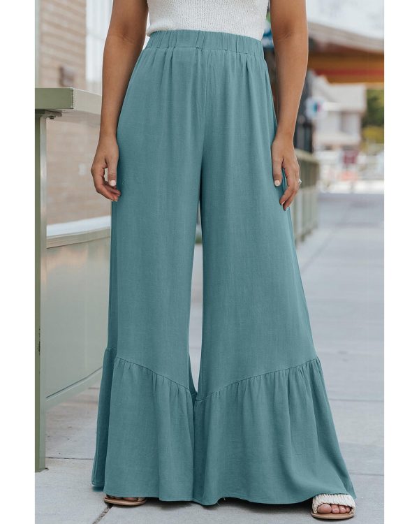 Azura Exchange High Waist Ruffled Wide-Leg Pants – M