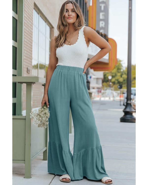 Azura Exchange High Waist Ruffled Wide-Leg Pants – M