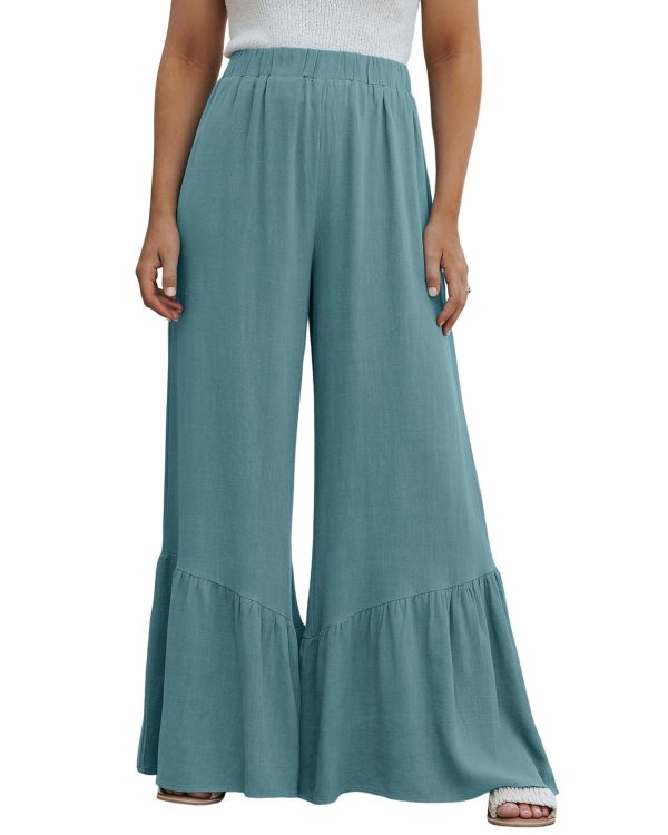 Azura Exchange High Waist Ruffled Wide-Leg Pants – M