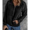 Azura Exchange Quilted Patch Half Zipper Sweatshirt – S