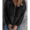 Azura Exchange Quilted Patch Half Zipper Sweatshirt – S