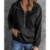 Azura Exchange Quilted Patch Half Zipper Sweatshirt – S