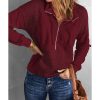 Azura Exchange Quilted Patch Half Zipper Sweatshirt – L