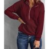 Azura Exchange Quilted Patch Half Zipper Sweatshirt – L