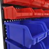 Wall Mounted Garage Plastic Storage Bin Set 30 pcs Blue & Red