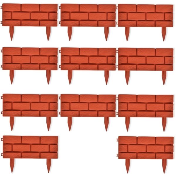 Lawn Divider with Brick Design 11 pcs