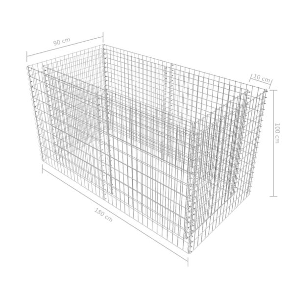 Gabion Raised Bed Steel 180x90x100 cm Silver