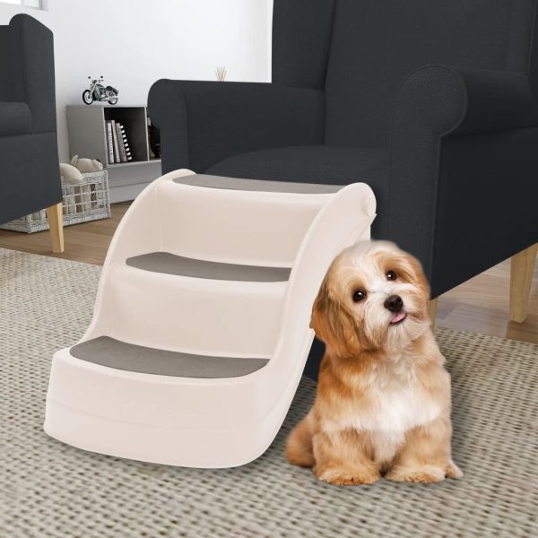 Folding 3-Step Dog Stairs Cream 50x38x38 cm Plastic