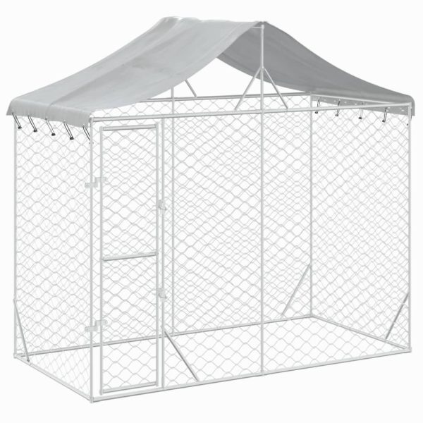 Outdoor Dog Kennel with Roof Silver 3×1.5×2.5 m Galvanised Steel