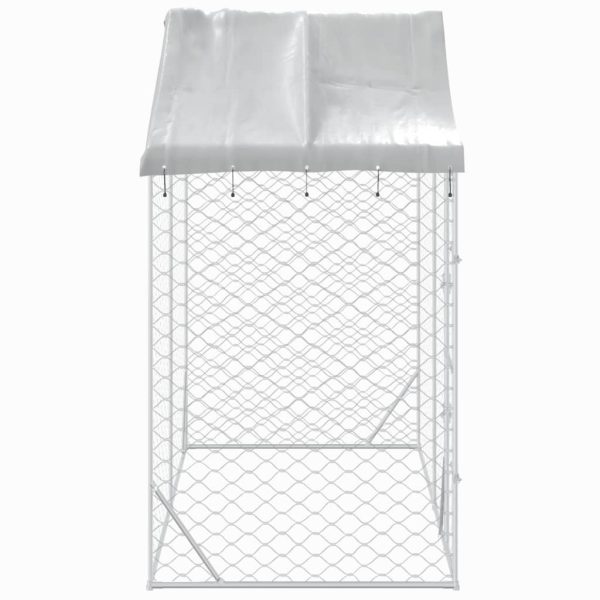 Outdoor Dog Kennel with Roof Silver 3×1.5×2.5 m Galvanised Steel