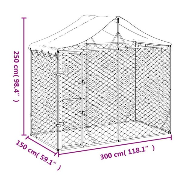 Outdoor Dog Kennel with Roof Silver 3×1.5×2.5 m Galvanised Steel