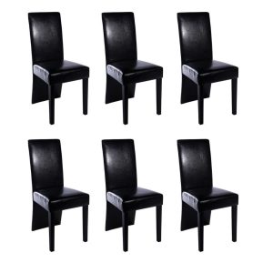 Dining Chairs 6 pcs Black Faux Leather