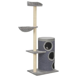 Cat Tree with Sisal Scratching Posts Grey 148 cm