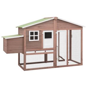 Chicken Coop with Nest Box Solid Fir Wood – Mocha and White