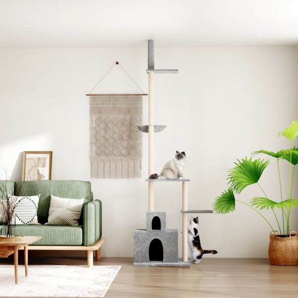 Floor to Ceiling Cat Tree Light Grey 250.5-276.5 cm