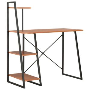 Desk with Shelving Unit 102x50x117 cm – Black and Brown