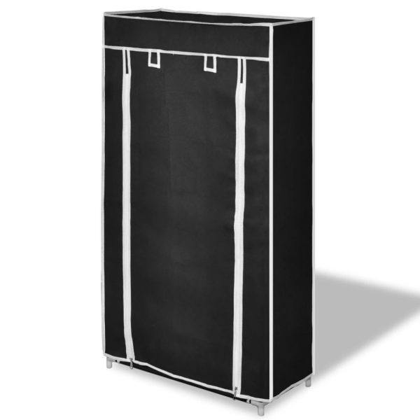 Fabric Shoe Cabinet with Cover 58 x 28 x 106 cm Black