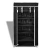 Fabric Shoe Cabinet with Cover 58 x 28 x 106 cm Black