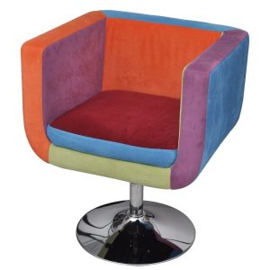 Cube Armchair with Patchwork Design Fabric