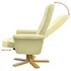 Armchair with Footrest Cream White Faux Leather