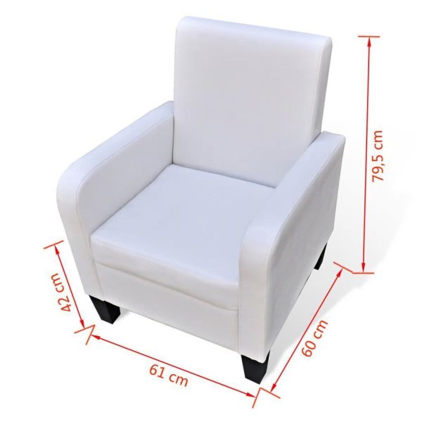 Armchair White Faux Leather