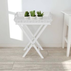 Pewaukee Side Table with Tray White