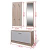 Oak and White 3-in-1 Wooden Shoe Cabinet Set