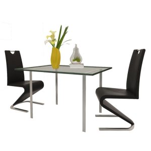 Dining Chairs 2 pcs Black Faux Leather