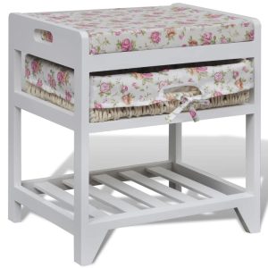 Storage Bench with Shoe Rack and Storage Basket Wood