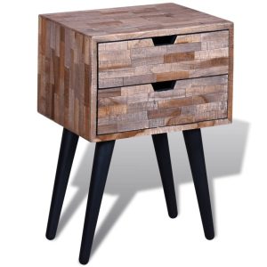 Hailey Nightstand with 2 Drawers Reclaimed Teak Wood