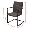 Cantilever Dining Chairs 2 pcs Brown Faux Leather