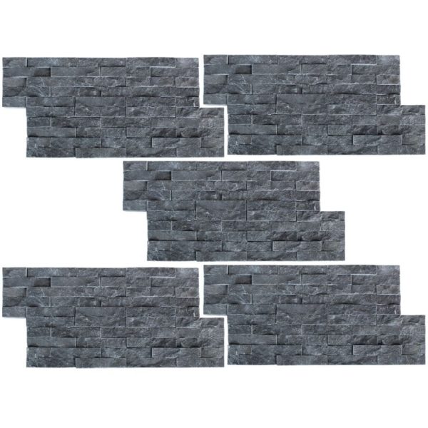 Wall Cladding Panels 5 pcs Marble Black 0.5 m²