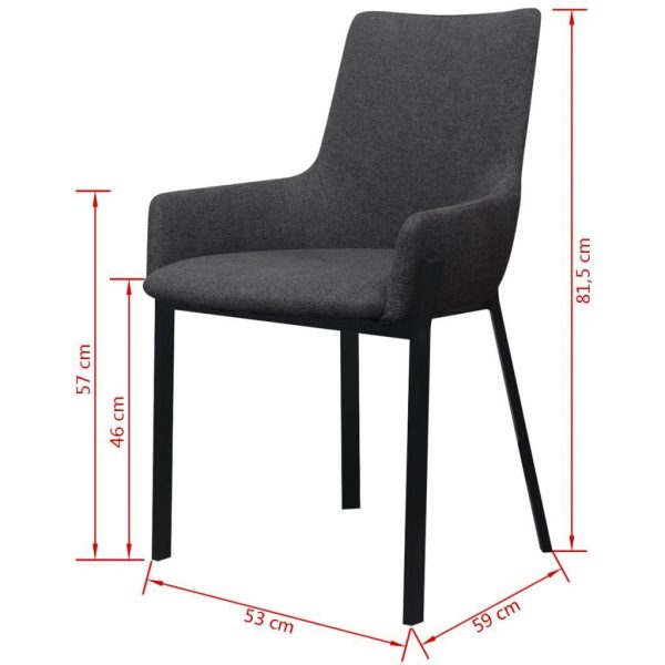 Dining Chairs 2 pcs Dark Grey Fabric