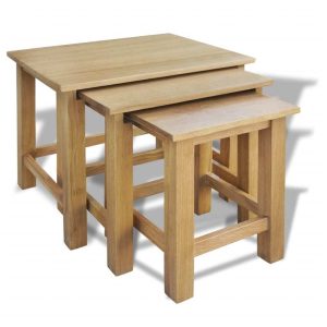 Nesting Tables 3 pcs Solid Oak Wood