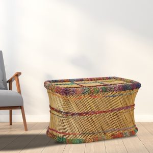 Coffee Table Bamboo with Chindi Details Multicolour