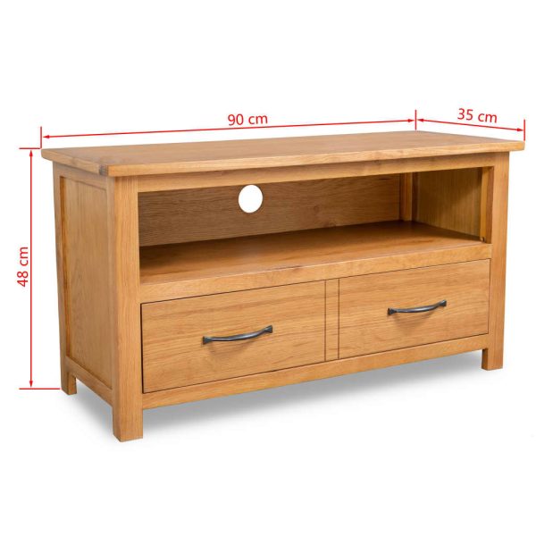 Vail TV Cabinet 90x35x48 cm Solid Oak Wood