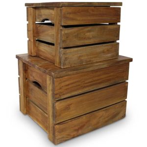 Storage Crate Set 2 Pieces Solid Reclaimed Wood