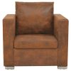 Armchair Brown Faux Suede Leather