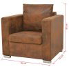 Armchair Brown Faux Suede Leather