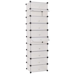 Interlocking Shoe Organiser with 10 Compartments White