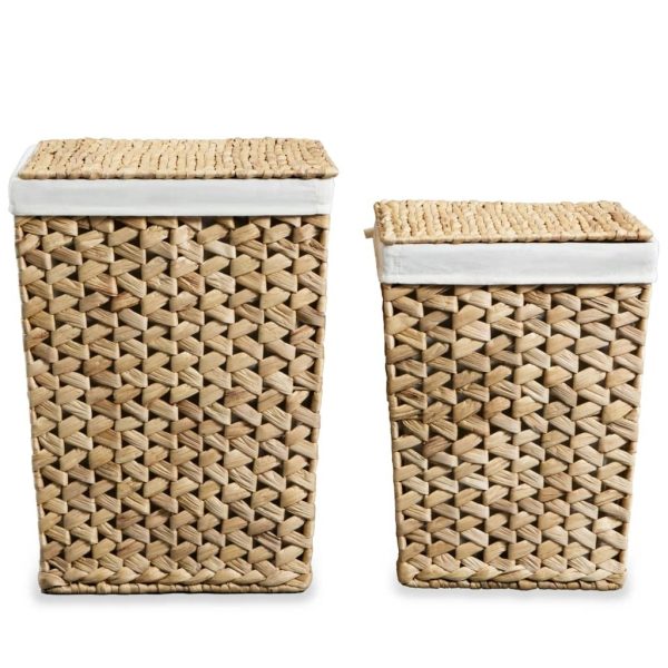 Laundry Basket Set 2 Pieces Water Hyacinth