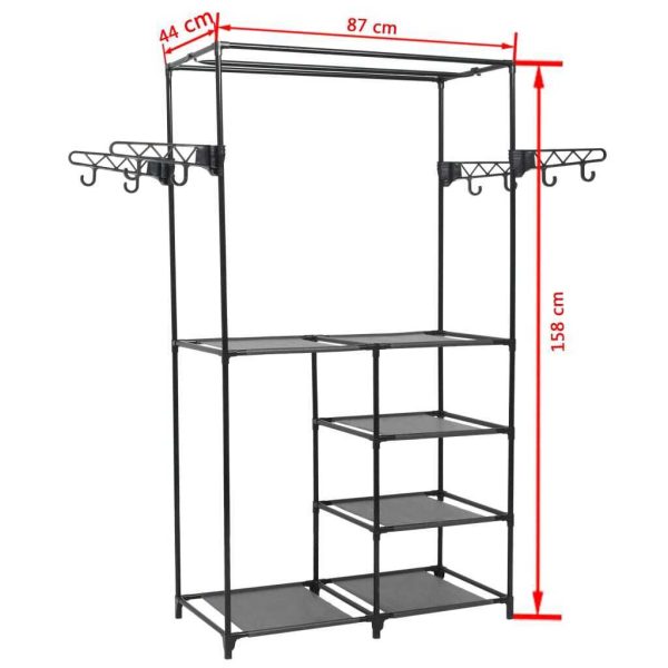 Clothes Rack Steel and Non-woven Fabric 87x44x158 cm Black