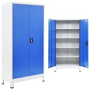 Office Cabinet Metal 90x40x180 cm Grey and Blue