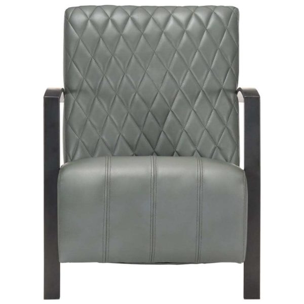 Armchair Grey Real Leather