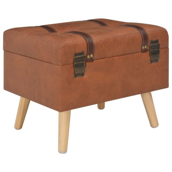 Storage Stool 40 cm Tan Faux Leather