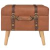 Storage Stool 40 cm Tan Faux Leather