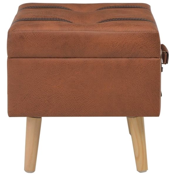 Storage Stool 40 cm Tan Faux Leather