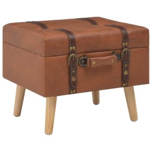 Storage Stool 40 cm Tan Faux Leather