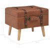 Storage Stool 40 cm Tan Faux Leather